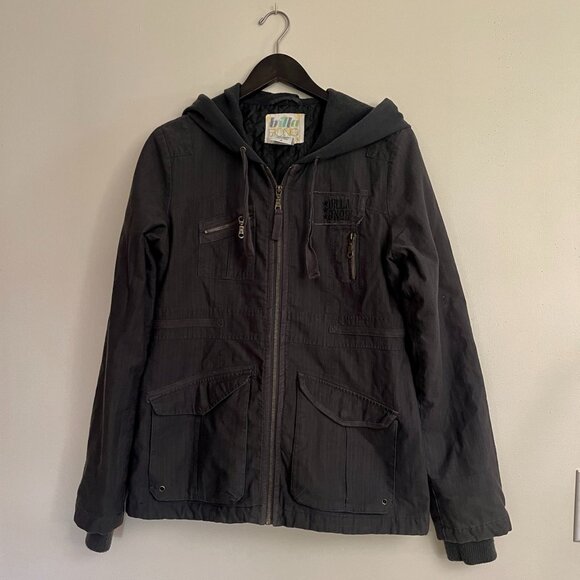 Billabong utility-style dark green grey hooded jacket. Size XL - Picture 1 of 7